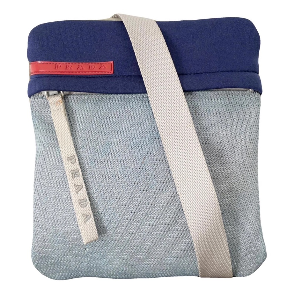 Prada gray and blue neoprene blue mesh small crossbody sport bag